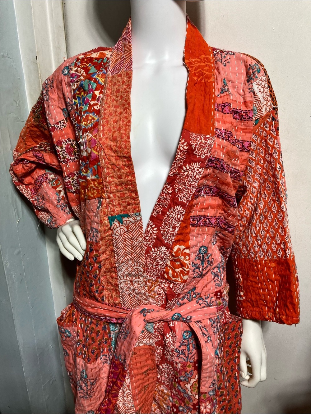 Indian Kantha Embroidered Robe - Picture 2 of 9